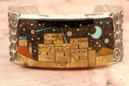 Calvin Begay Starry Night at the Pueblo Plus Petroglyph Design Bracelet